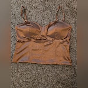 Express Brown Satin Bra Top